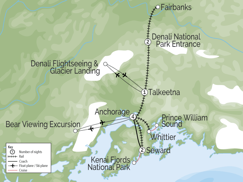 Alaska Train Vacation | Best of Alaska by Train map