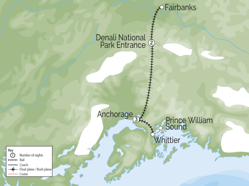 Best of Alaska Rail Bears and Glaciers First-time Favourites map
