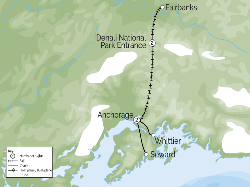 Grand Alaska Rail Tour Cruise Connector map