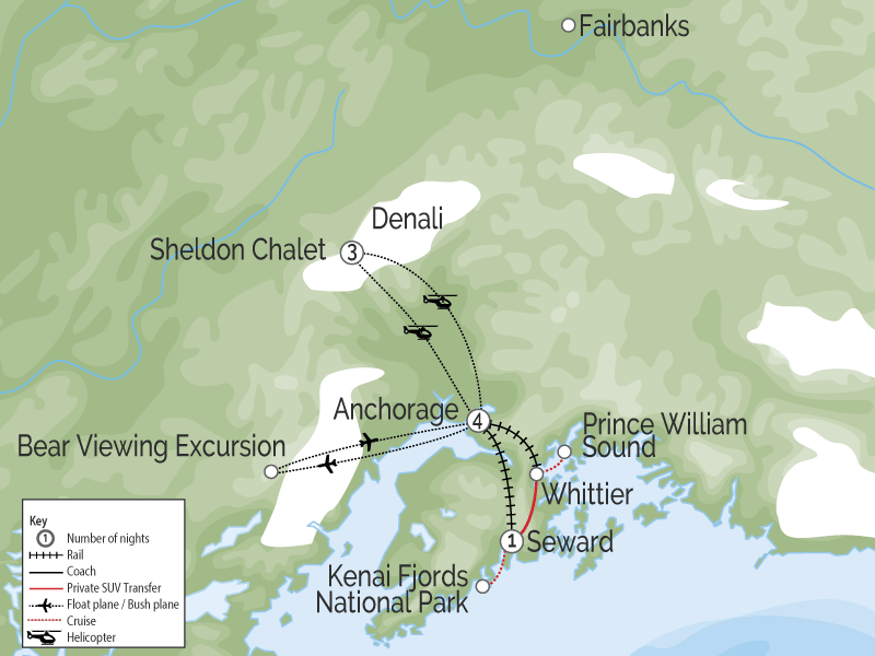 Sheldon Chalet Experience Grand with Kenai and Prince William Sound map