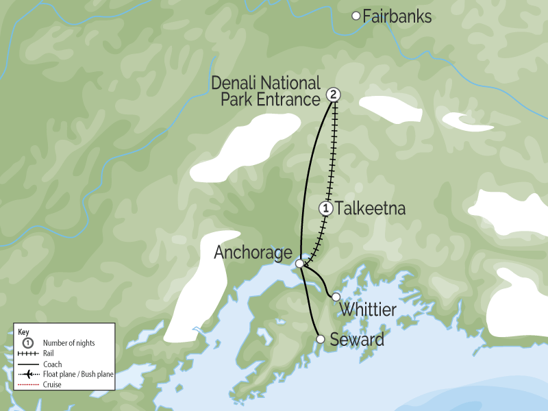 Talkeetna Denali Alaska Train Trip | Cruise Connector map